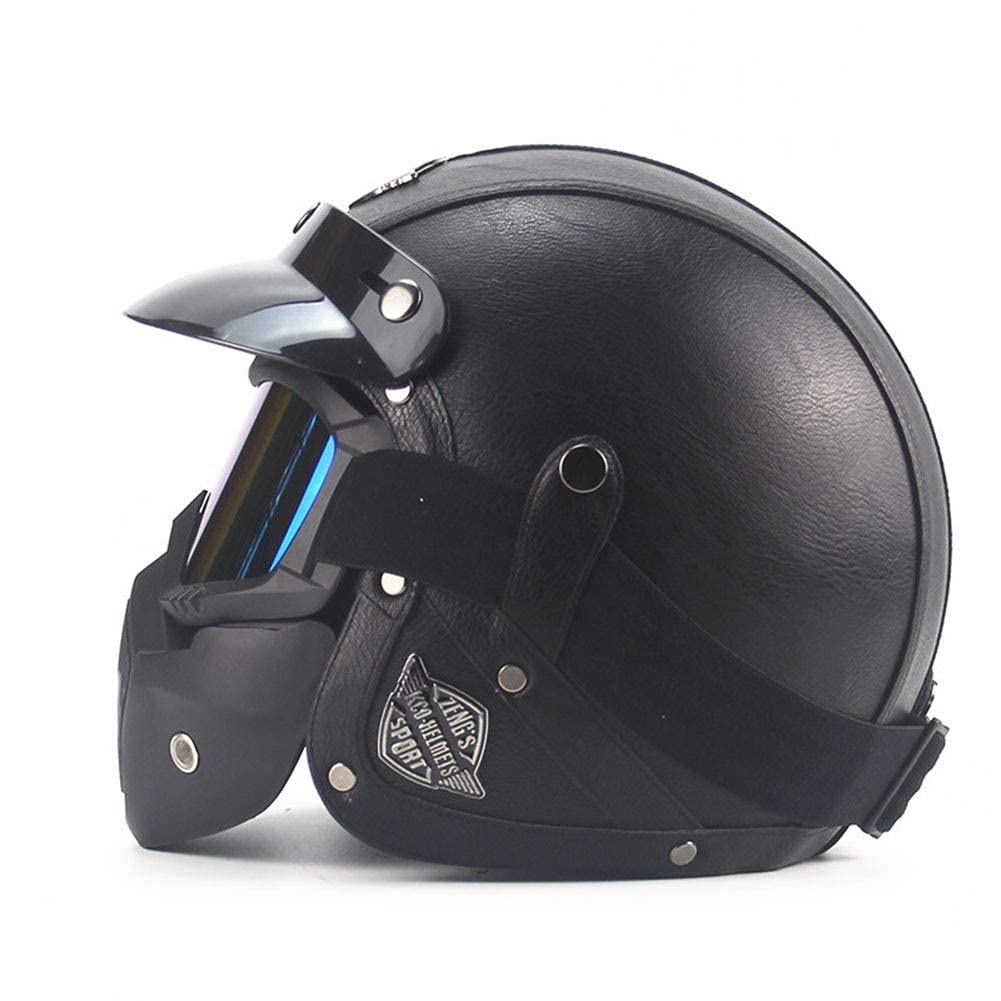 Kask motocyklowy w stylu vintage z otwartą twarzą Retro dorosły 3/4 półkask dla mężczyzn i kobiet z osłoną przeciwsłoneczną kask Crash Jet, do krążownika chopper Mofa Road motocykl