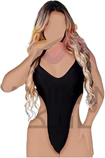 مايوه نسائي من قطعة واحدة بقصة عالية من مانيكان، مونوكيني، تصميم بفتحة رقبة على شكل حرف V