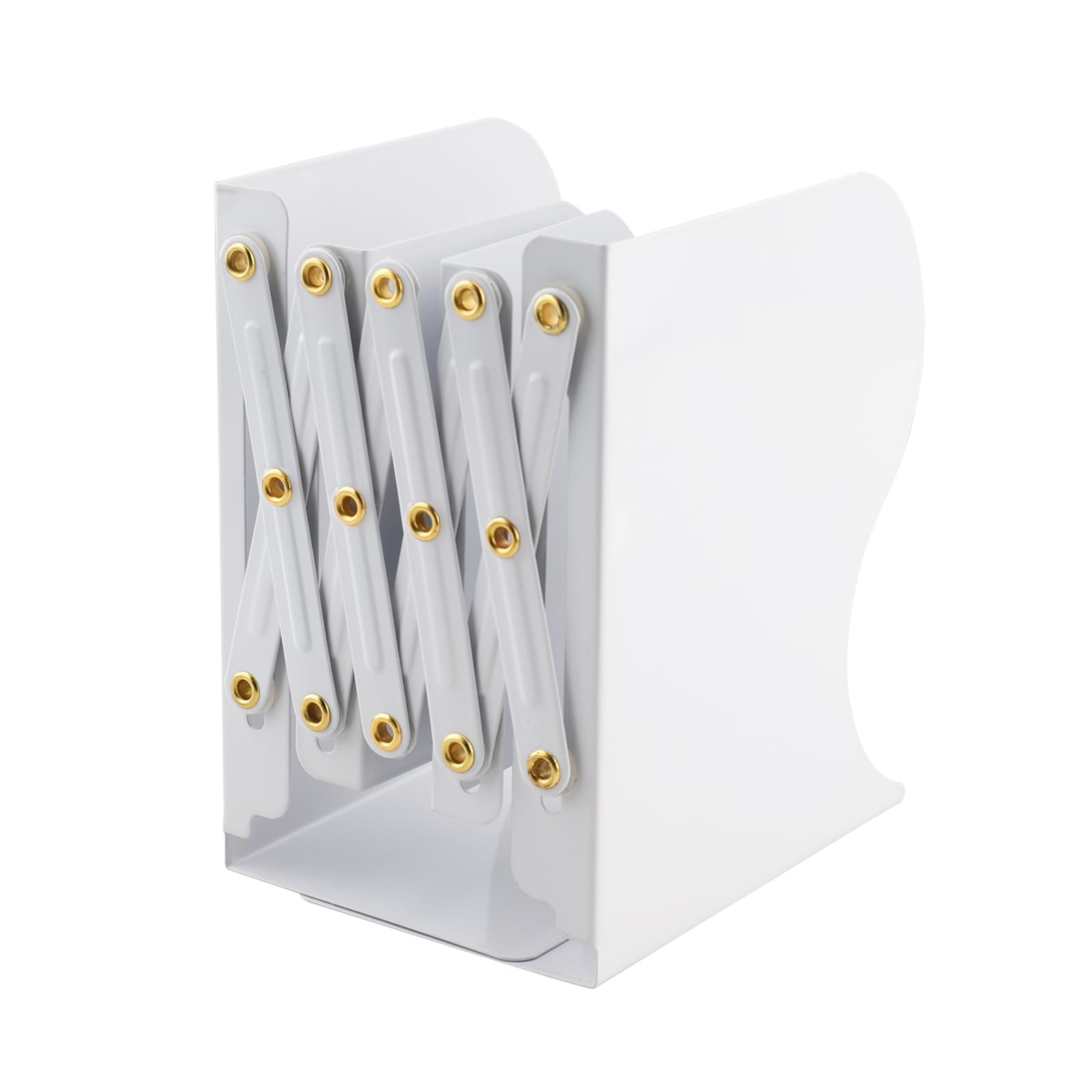 Sujeta Libros Estantería Telescópico de Metal Organizador de Escritorio Extensible Blanco