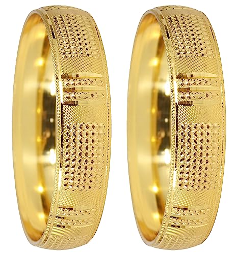 Image of NMII Brass Gold Plated Bangles Set For Women's & Girls (Pack of 2)