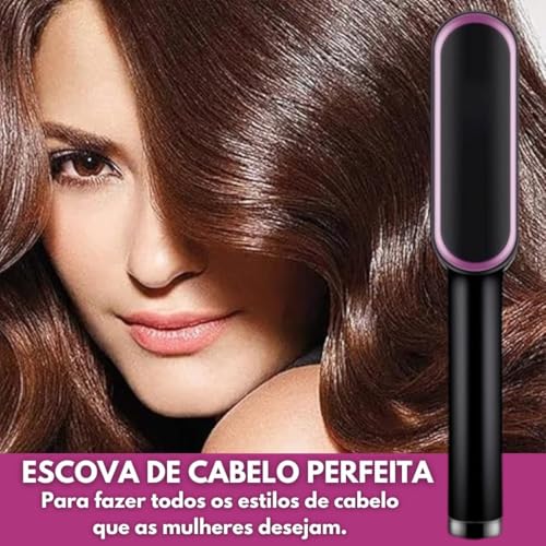 Escova Alisadora De Cabelo 3 Em 1 Bivolt Escova De Cabelo Fino, Grosso, Cacheados e Crespos Com Pent