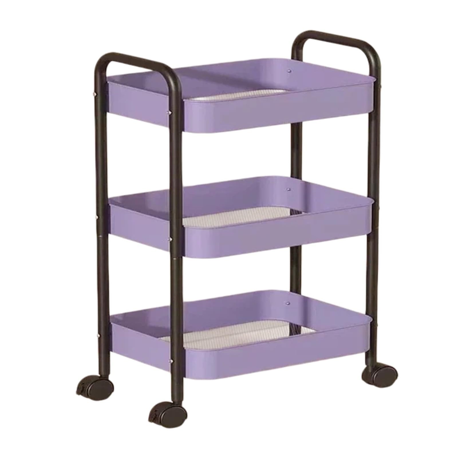 ZYYANSHOP Kitchen Storage Cart Rolling Bedside Storage Cart 3-tier Movable Snack Organizer Shelf with Wheels(Purple)