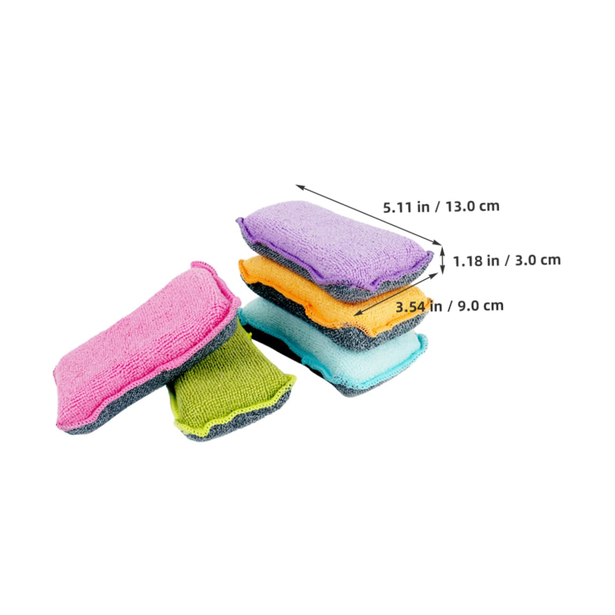HOLIDYOYO 5pcs Double Sided Dishwashing Sponge Pads Cleaning Scrubbers for Kitchen Bathroom Non Scratch Design Effortless Grease Removal Random Colors Random Color