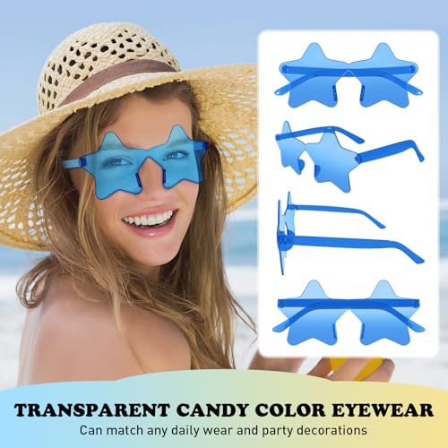 Matcheck 14 Star Shaped Rimless Sunglasses Transparent Candy Color Glasses Irregular One Piece Fun Party Eyewears Teen Adult4