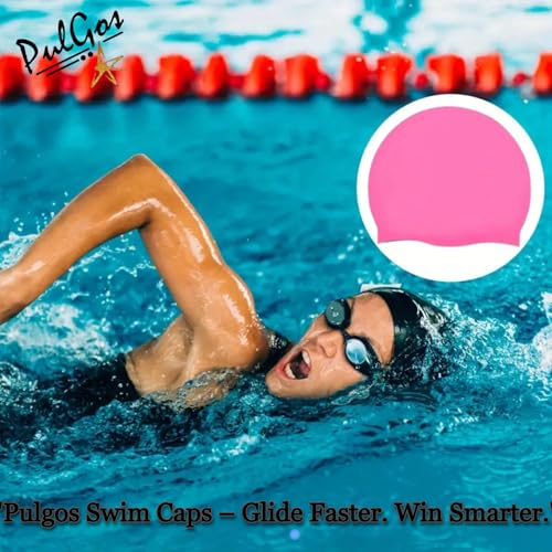 Image of PulGos Unisex Adult Swim Cap - Soft, Durable & Stretchy Swimming Cap for Men & Women, Keeps Hair Dry & Secure - Ideal for Pool, Training & Swim Sessions