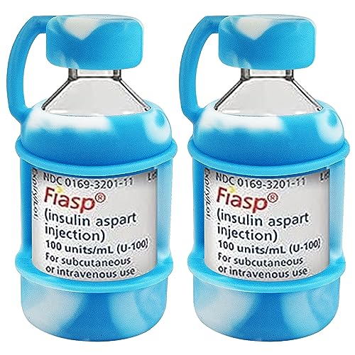 Insulin Vial Protector Silicone Protective Travel Case for 10ML Insulin Bottles (Blue)