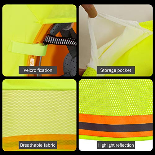 Image of Hard Hat Sun Shade, High Visibility Sun Visor Neck Shade with Reflective Strip, Full Brim, Man & Woman (Hard Hat Not Included), Yellow, 4 Pack
