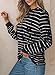 EVALESS Womens Fashion Striped Print Tops Round Neck Long Sleeve Tops Shirts Trendy Summer Fall 2025 Outfits Lightweight Loose Sweatshirts Black XX-Large