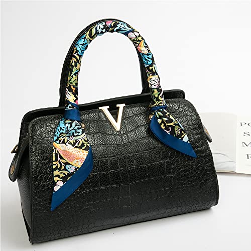 2Pcs Bag Handbag Handle Ribbon Scarf Head Band Hairband Fashion Bird Pattern Neck Scarf #TOP2