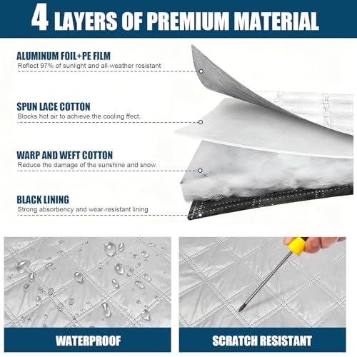 Auto Windschutzscheiben Abdeckung für Integrierte Wohnmobile, Frontscheibe Wrap Cover Wasserdichtes für A-Class, Frontscheibenabdeckung Reisemobil, Schnee EIS Frost Staub Sonne, Silber