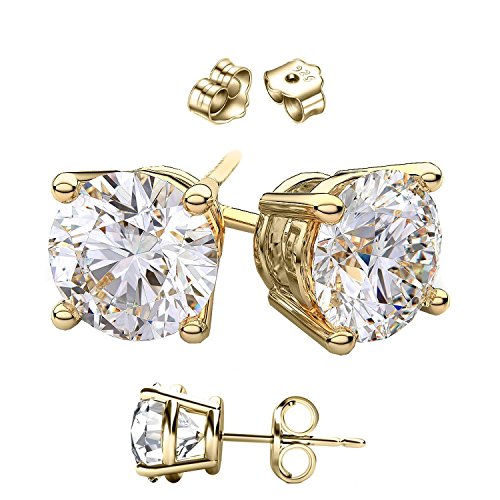 14 Karat Gold Plated Cubic Zirconia Stud Earrings.1.00 Carat Total Weight Half a Carat Each Stone.