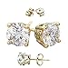 14 Karat Gold Cubic Zirconia Stud Earrings.1.00 Carat Total Weight Half a Carat Each Stone.