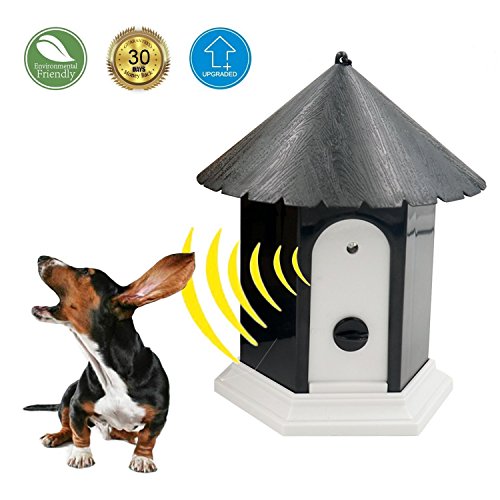 HappyHapi Ultrasonic Outdoor Anti Barking Deterrent - Bird House Shaped Sonic Bark Controller, Small Size, Household Training Tool, No Harm to Pets, Plant, Human