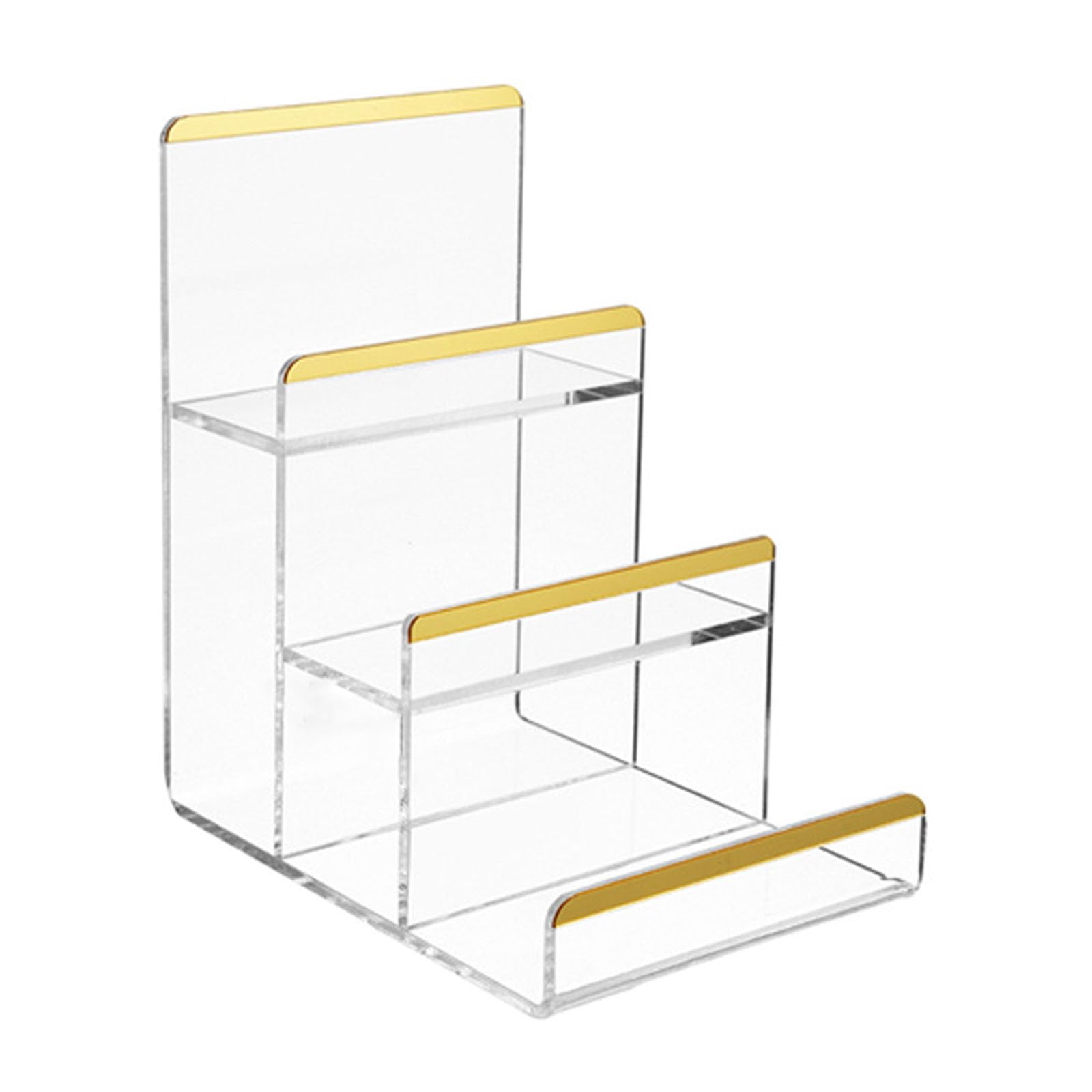 Msioytog Clear Step Jewelry Rack Golden Edged Acrylic Organizers for Rings Bracelets Necklaces Display Acrylic Jewelry for Retail