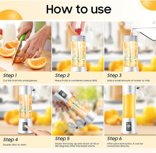 Image of New Portable Electric Nail Drill Juicer 380ML USB Rechargeable Blender Heavy Duty Juicer, 6 Blades, Mini Handheld Fruit Hand Mixer for Home & Outdoor Use (Multicolor)