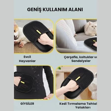 Kedi Köpek Tüy Toplayıcı Çift Taraflı Statik Temizlik Eldiveni | Giysi, Halı, Koltuk ve Mobilya için Tüy Temizleme Eldiveni | Dayanıklı, Ergonomik, Kolay Kullanım (Standart, Adet, 1)