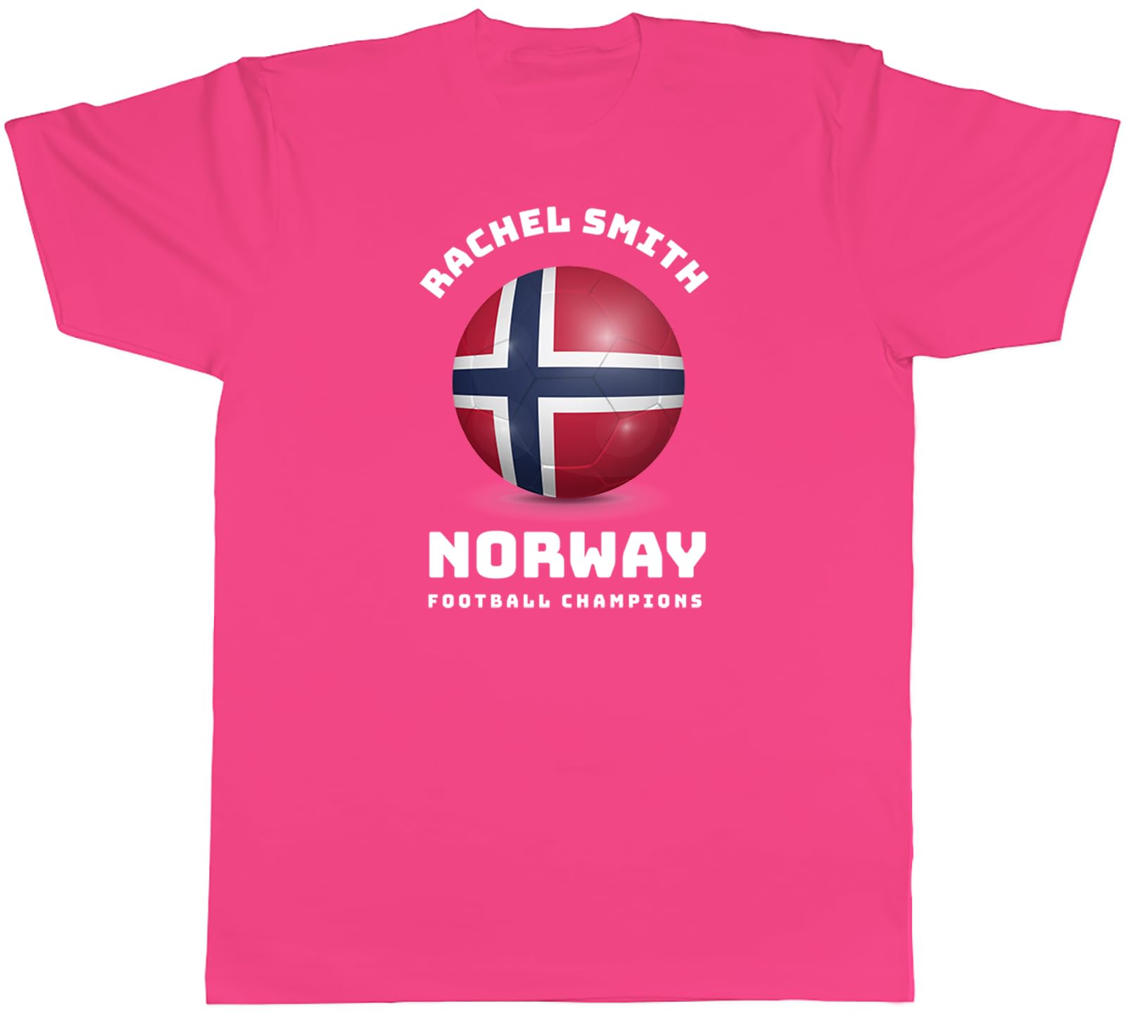 Shopagift Personalised Norway Flag Football Supporters Fan Mens T-Shirt Tee Pink