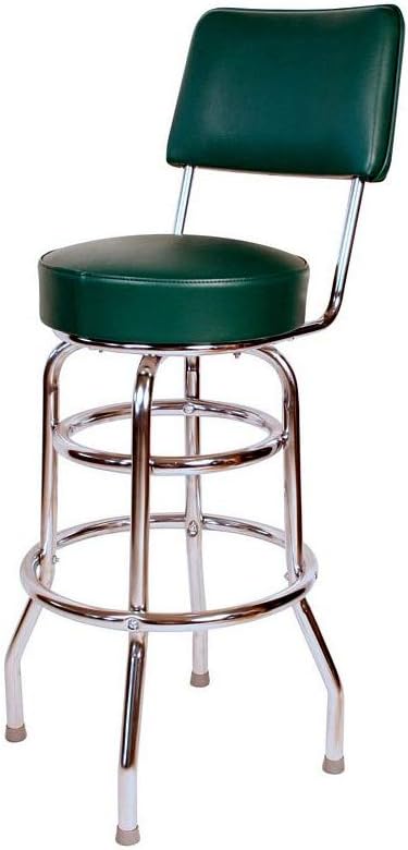 Richardson Seating Double Ring Commercial Bar Stool with Back, 20" L x 17" W x 41" H, Red
