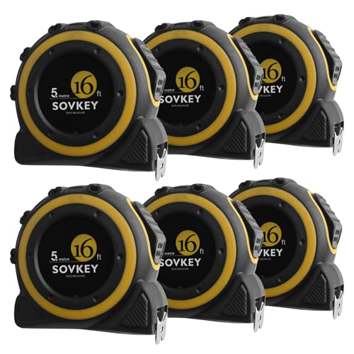 16ft(5-Meters) Tape Measure, Self-Lock, Dual Scale,Easy Read Measuring Tape, 6 Pieces