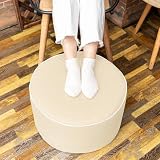 Beawelkomjo Outdoor Ottomans for Patio Pouf Waterproof Fade-Resistant Ottoman Foot Rest for Outdoor - Ottoman Chair Filled with High-Density All-in-One Foam, 20' D x 14' H Inches (Linen, Round)