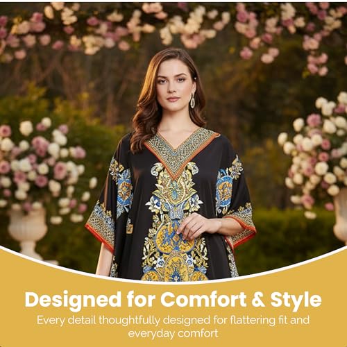 Image of Oussum Women Long Maxi Plus Size Polyester Kaftan Gown, Womens Kaftan Dresses Lounge Resort Wear, Plus Size Kaftan