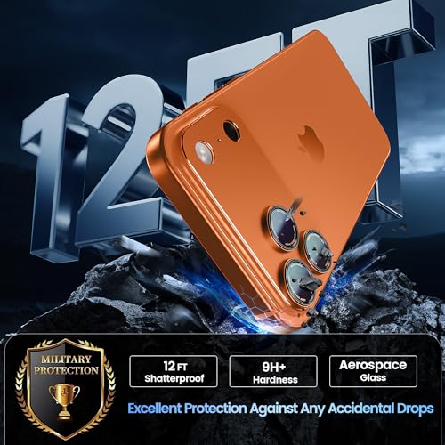 CACOE Camera Lens Protector for iPhone 17 Pro Max - Metal Frame Tempered Glass Cover, [Anti-Scratch] [Drop-Proof][Strong-Adhesion] Camera Screen Cover(Orange) by CACOE - Image 4
