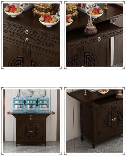 Meditation Altar Table with Storage, Chinese Cabinet Offering Table, Personal Shrine Pedestal for Home Rituals and Incense, Spiritual Decor for Mindfulness