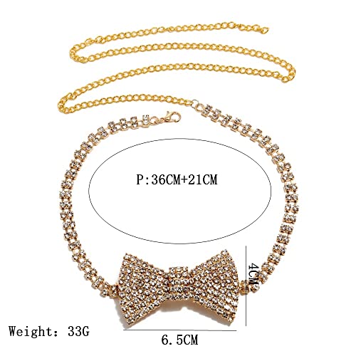Wekicici Boho Rhinestone Choker Necklace Bowknot Necklaces On Party Or Wedding Costume Accessories For Women And Girls, Gold #TOP5
