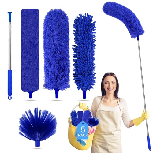Tiumso 5-in-1 Microfiber Duster with Extension Pole