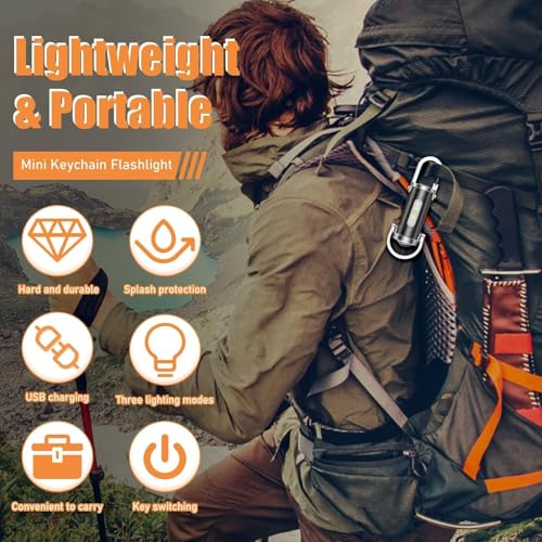 TaimeiMao Superhelle Mini-Schlüsselanhänger, Superhelle Mini Led Taschenlampe,1200 Lumen 6 Modi LED Licht, Für Haushalt Outdoorarbeit Reisen Camping