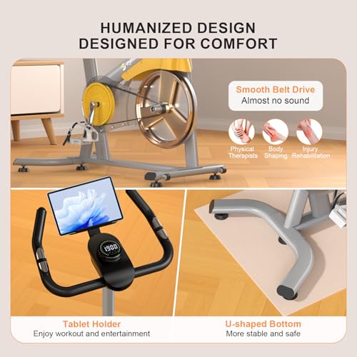 Image of Exercise Bikes for Home,Spin Bike with Adjustable Magnetic,Brake Pad Resistance Silent Belt Drive,350lbs /300lbs Weight Capacity &Upgraded Version Seat for Home Cardio&Weight Loss(QM-530W)