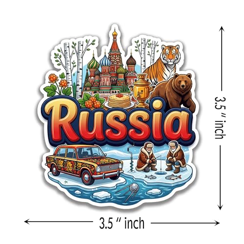 Image of Russia Fridge Magnet - Premium Engineered Wood, Glossy Finish, HD Print, Precision Laser-Cut Travel Souvenir Gift, Durable Decorative Refrigerator Magnet