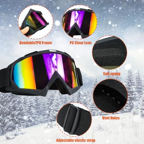 HO-SFSM Skibrille Ski Snowboard Brille, Motorradbrille, Anti Fog UV Schutzbrille, Sowohl für Damen Als Auch für Herren, Geeignet für Outdoor-Sportarten