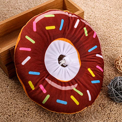Xinzistar Halskrause Katzen Halsband Soft Weich Katze Schutzkragen Anti Biss Safety Einstellbarer Schützender Kragen für Haustiere Katzen Hunde Welpen Kätzchen (Braun Donut, S)