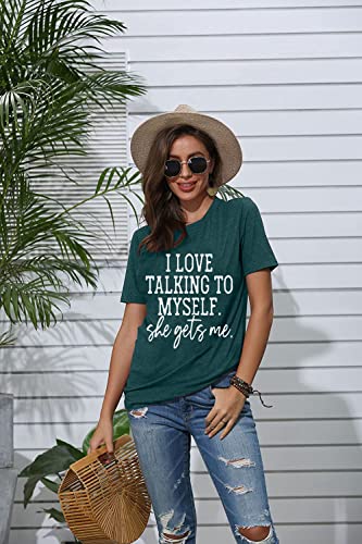 Graphic T-Shirts For Women Cute Simple Sayings Funny Sarcastic Graphic Letter Print Shirts Athletic Short Sleeve Tee-Xl (Green) #TOP6