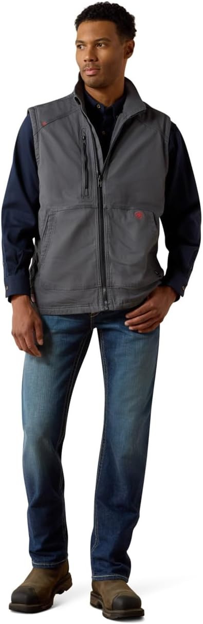ARIAT mens Mns Fr Dralht Strch Cnvs Ins Vst Irn Gry Vest, Iron Gray, X-Large US