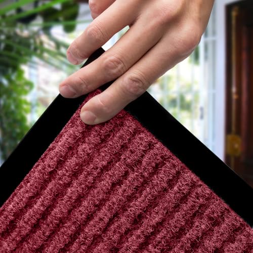 Image of MaxMat Extra Large Commercial Door Mat, Rubber Border Heavy Duty Door Mat, Waterproof, Low-Profile, Easy to Clean, Rubber Entry Mat. (Red, 3 x 6 feet)