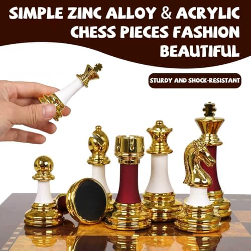 Ajedrez grande de 15 pulgadas con tablero de madera clásico miniatura 3