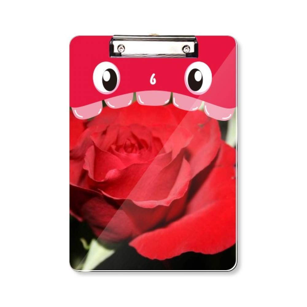Porte-bloc pince A4 à fleurs rouges de style bloc-notes rigide et stable - 5
