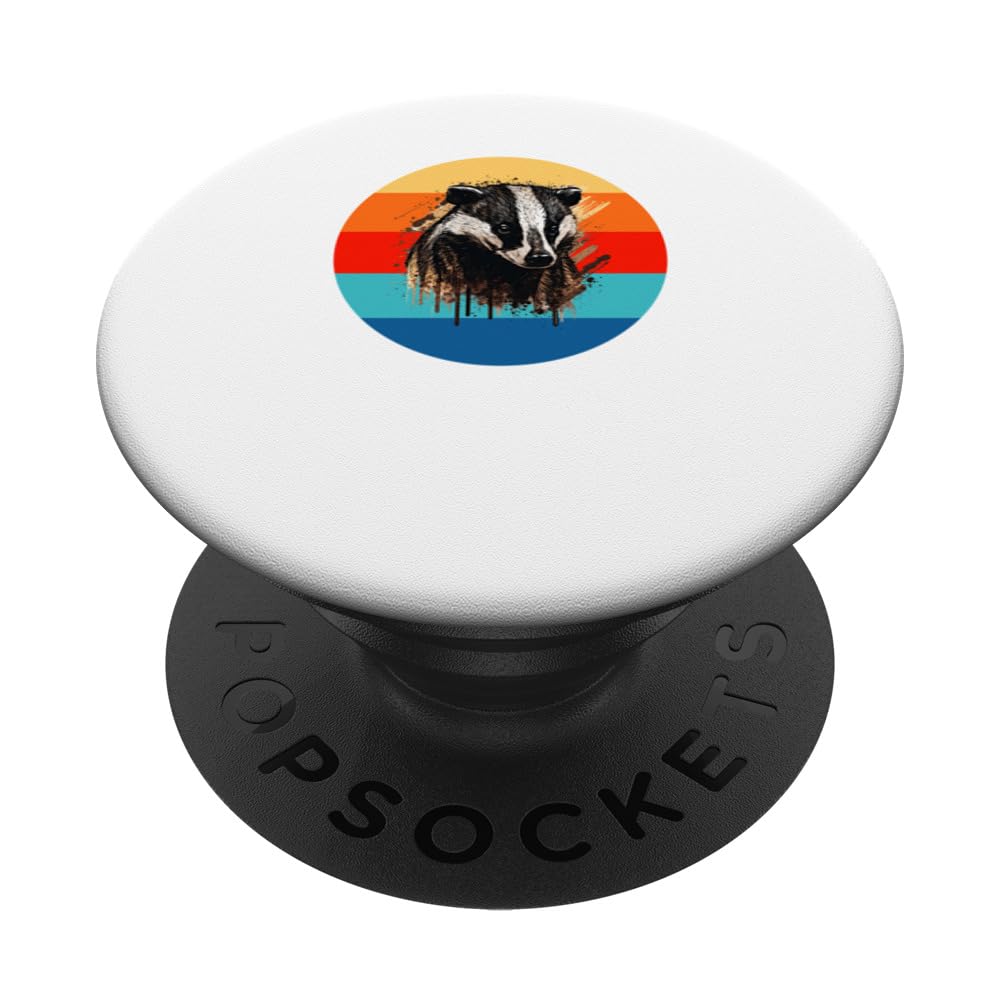 Honey Badger retro sunset vintage Badger PopSockets Swappable PopGrip
