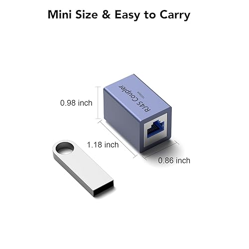 Miniatura 5 de Dingsun Acoplador RJ45, extensor Ethernet de 10 Gbps hembra a hembra acoplador Ethernet para CAat8Cat7Cat6Cat6ACat5Cat5e (paquete de 2, gris)