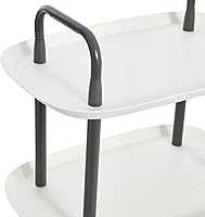 Vista 39 de Main + Mesa Carrito moderno de plástico y metal de 3 niveles, blanco y marrón