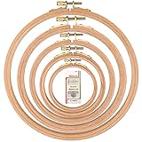MUFEKUM 5 Pcs 5 Sizes Beech Wood Embroidery Hoops, Cross Stitch Hoop Wooden Circle for Embroidery, Cross Stitch, Needlework, Art Craft Sewing and Hanging, Wedding Wreath Decoration (4”,5”,6”,7”,8”)