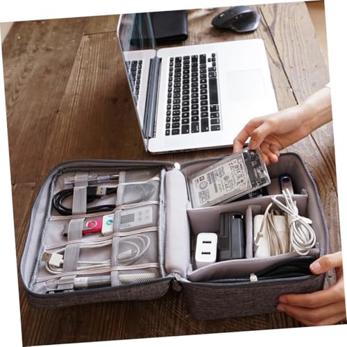 Estuche de almacenamiento para viaje en poliéster para cables y accesorios electrónicos, color gris miniatura 5