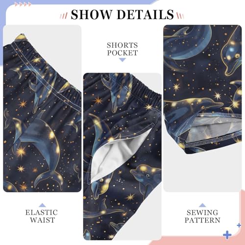 Dolphin Starry Sky Pajamas Bottoms with Pockets Comfy Pjs Sleepwear Elastic Waistband Pajamas Pants Lounge Pants for 6-14 Years4