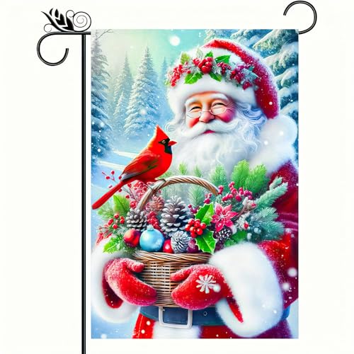 Image of BlissYard Christmas Santa Claus Garden Flag 12x18 Inch Polyester