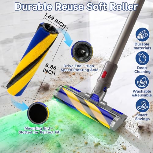 Image of V12 V15 Laser Slim Fluffy Brush Bar Replacement Soft Roller for Dyson