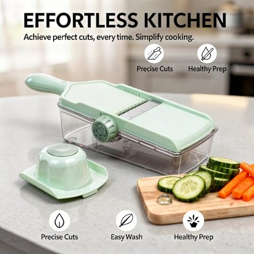 Mandolina Ajustable para Cocina Verde Lima miniatura 4