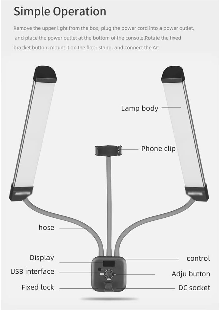 3000K-6000K 40W arm Filled LED Light Long with LCD Screen for Live Broadcast in a Photo Studio