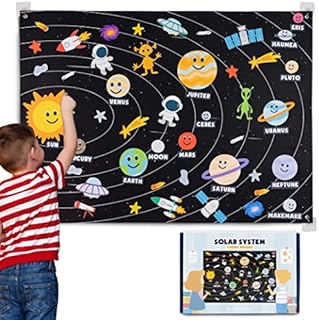 Zonnestelsel voor Kinderen Speelgoed met 61 Vilten Figuren - BONNYCO | Verjaardagscadeaus, Montessori Speelgoed, Planeten voor Kinderen Vilt Bord voor Peuters Kinderen Geschenken 3 4 5 6 7 8 Kerstmis